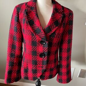 Red and Black Plaid Women's Jacket